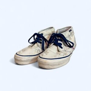 Vans Cream and Navy Floral Sneakers